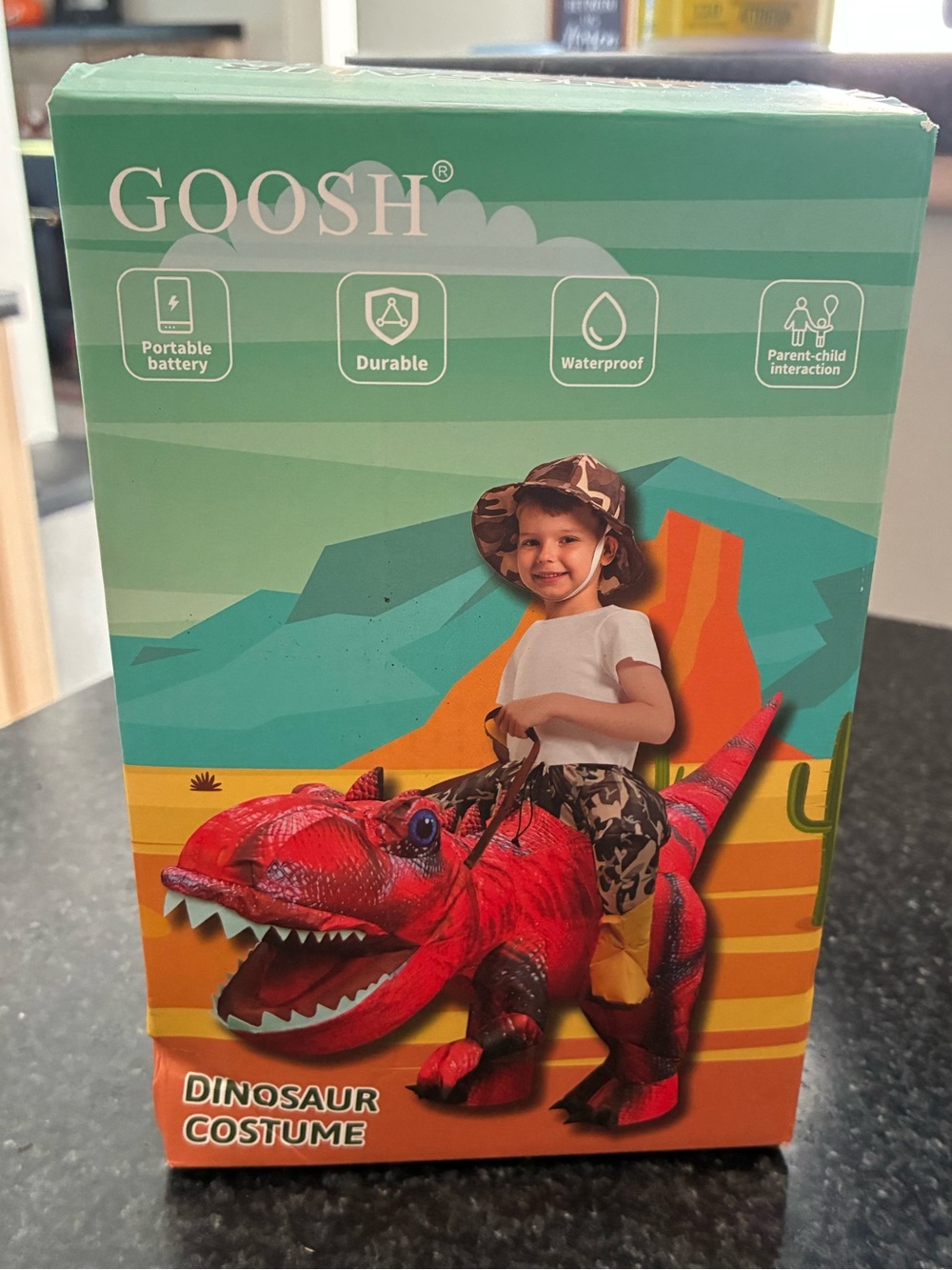 Red Inflatable Dinosaur Ride-On Kids Costume - Picture 3 of 3